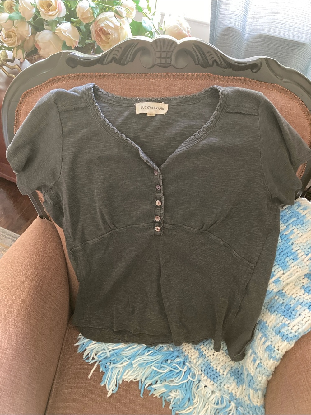 New w/Out Tags Lucky Brand Top Charcoal Sz XL